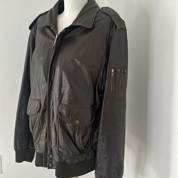 Vintage Wilson’s Leather Brown Leather 70s Flight Bomber - Picture 2 of 10